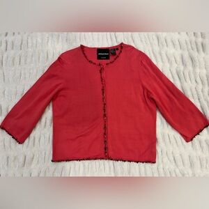Michael Simon Silk Blend Beaded Cardigan‎ Size Large